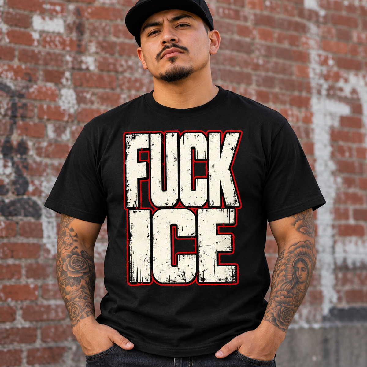 Fuck ICE Distressed Graphic T-Shirt