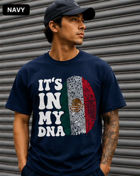 It's In My DNA Mexico Fingerprint Graphic T-Shirt | Mexican Pride Heritage Tee