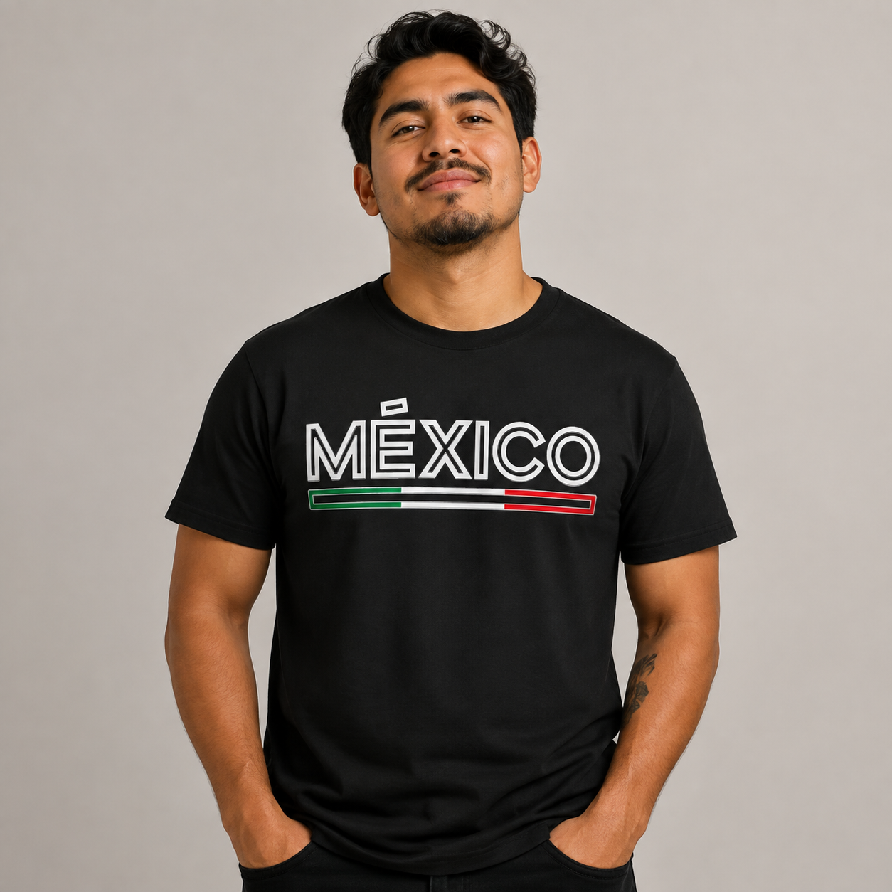 México Tricolor Outline T-Shirt – Unisex Mexico Pride Tee