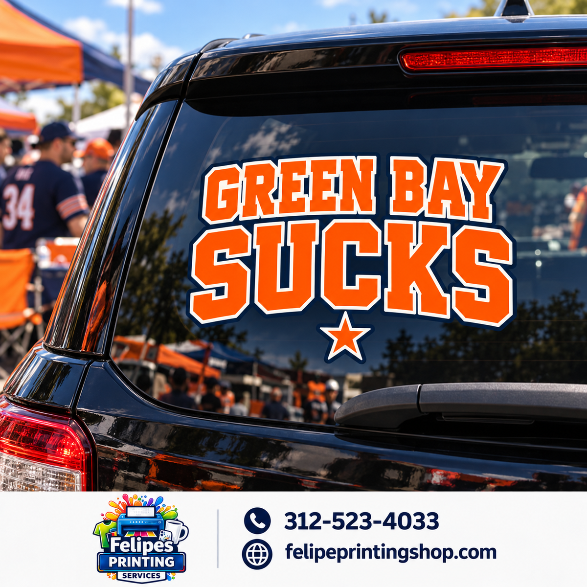 Green Bay Sucks Vinyl Car Decal | Chicago Football Rivalry