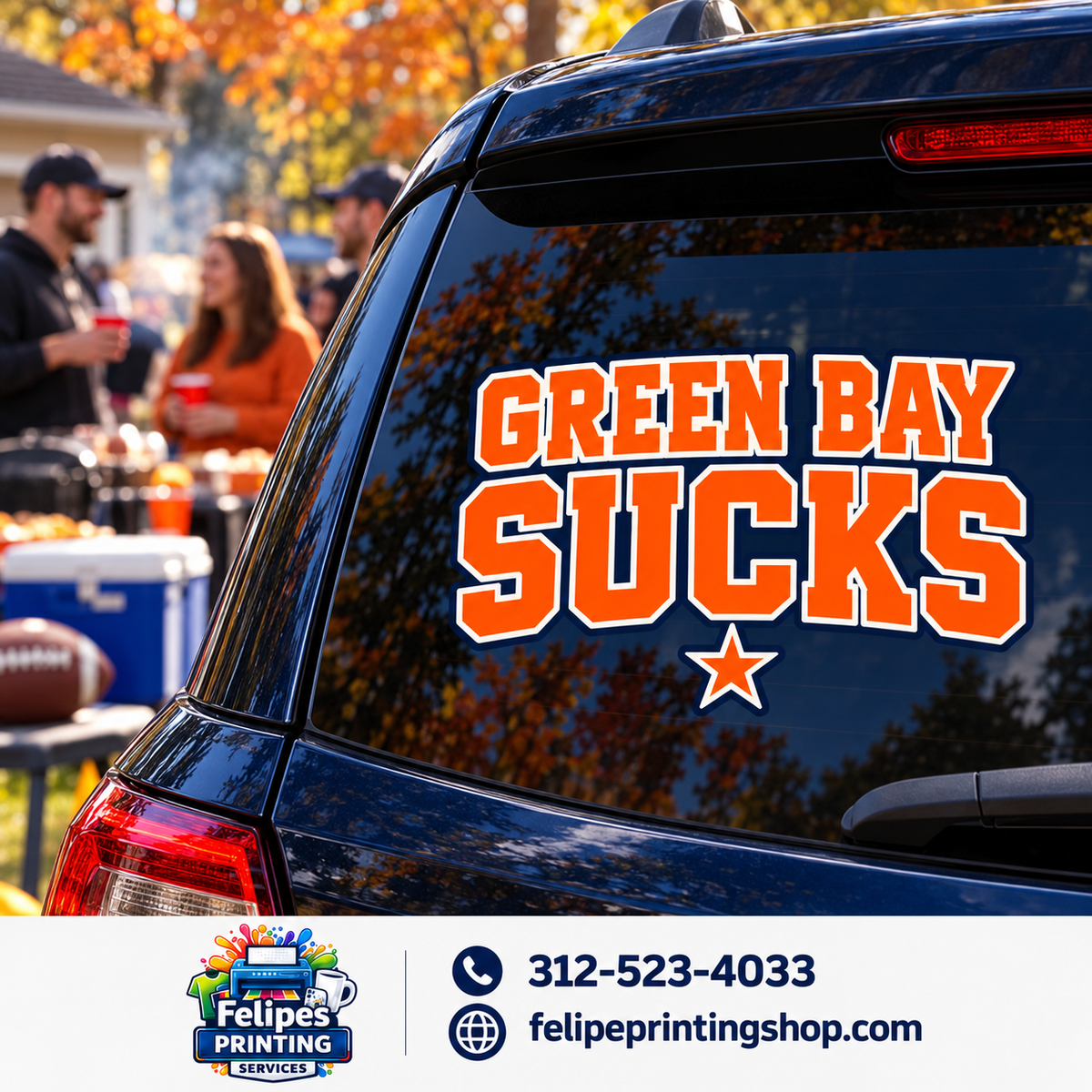 Green Bay Sucks Vinyl Car Decal | Chicago Football Rivalry