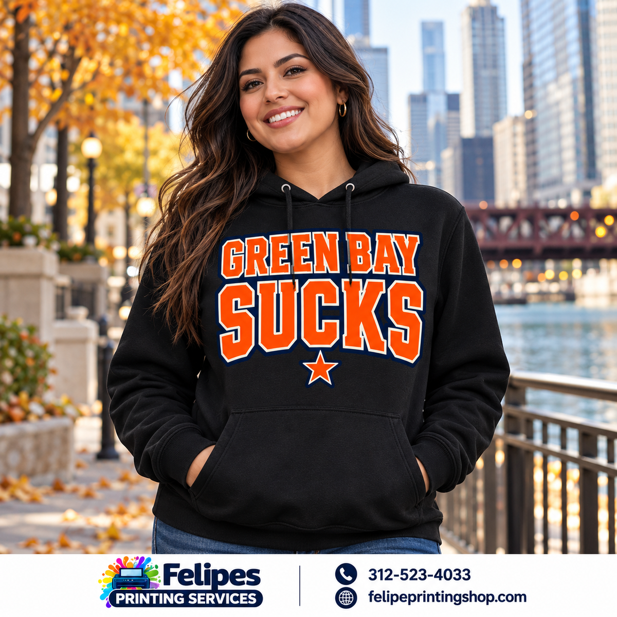 Green Bay Sucks Graphic Hoodie | Chicago Football Rivalry