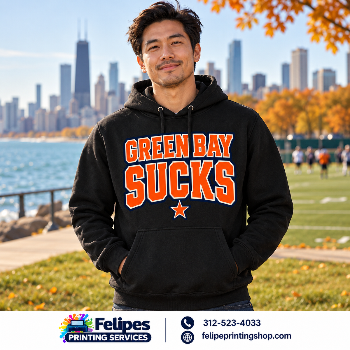 Green Bay Sucks Graphic Hoodie | Chicago Football Rivalry