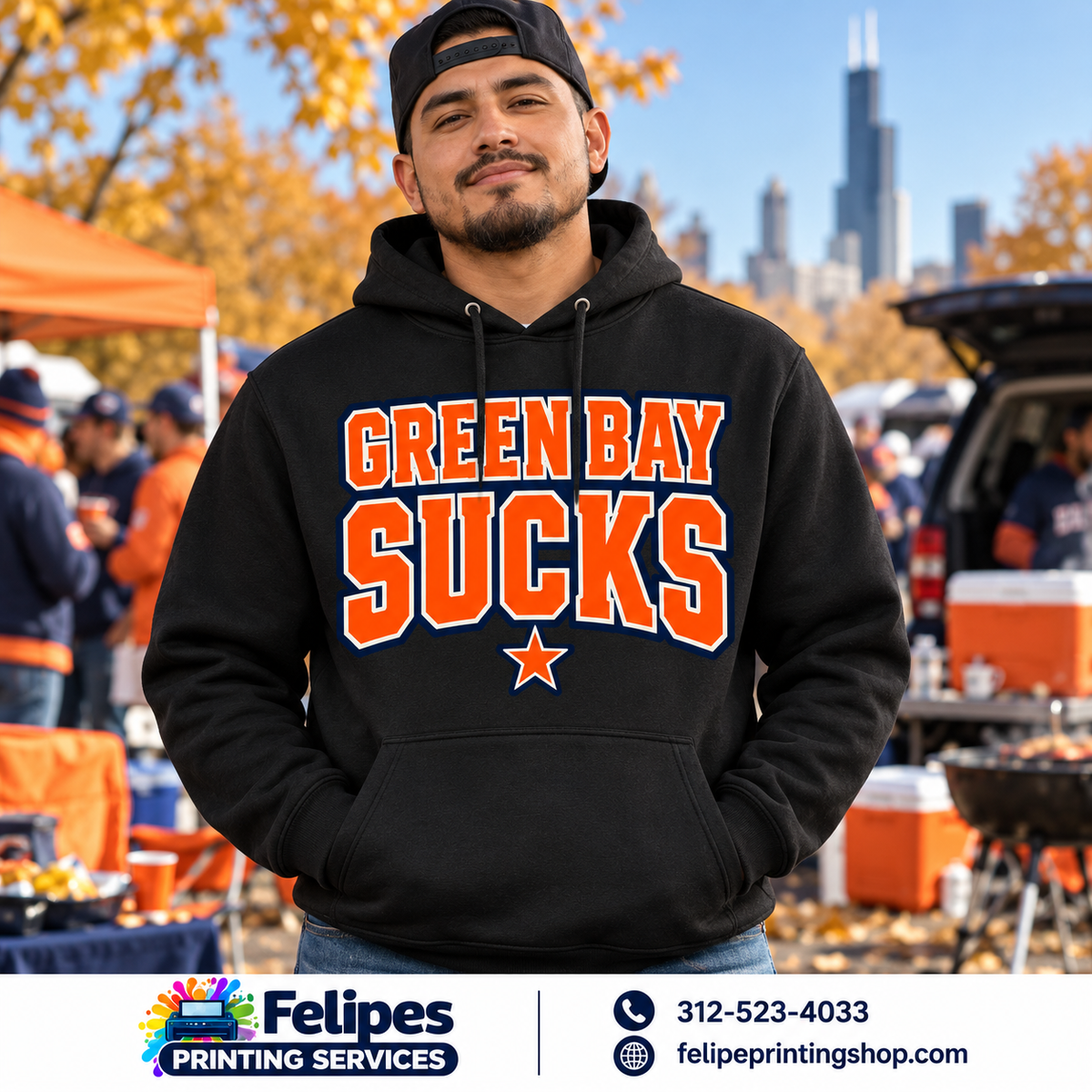 Green Bay Sucks Graphic Hoodie | Chicago Football Rivalry