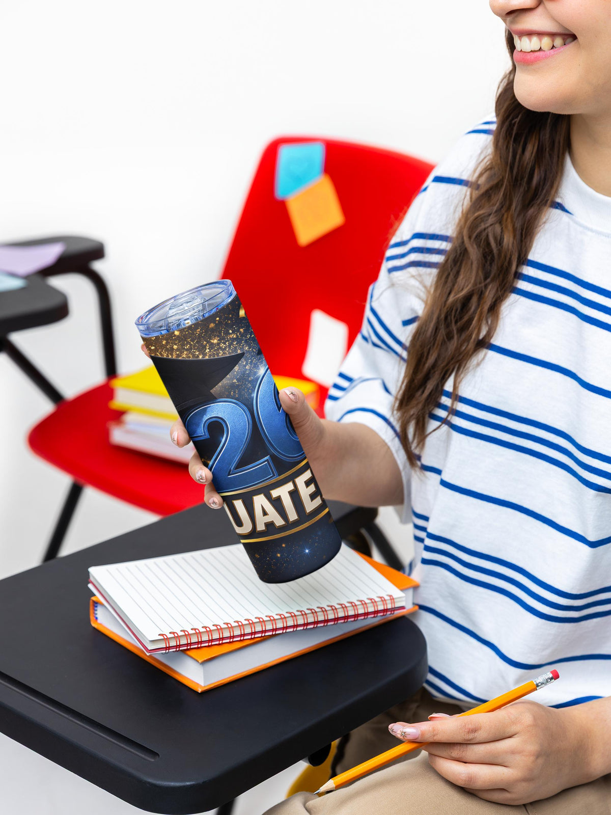2026 Graduates 20oz Skinny Insulated Reusable Stainless Steel Water Bottle, Class of 2026 Graduation Gift Bottle with Lid