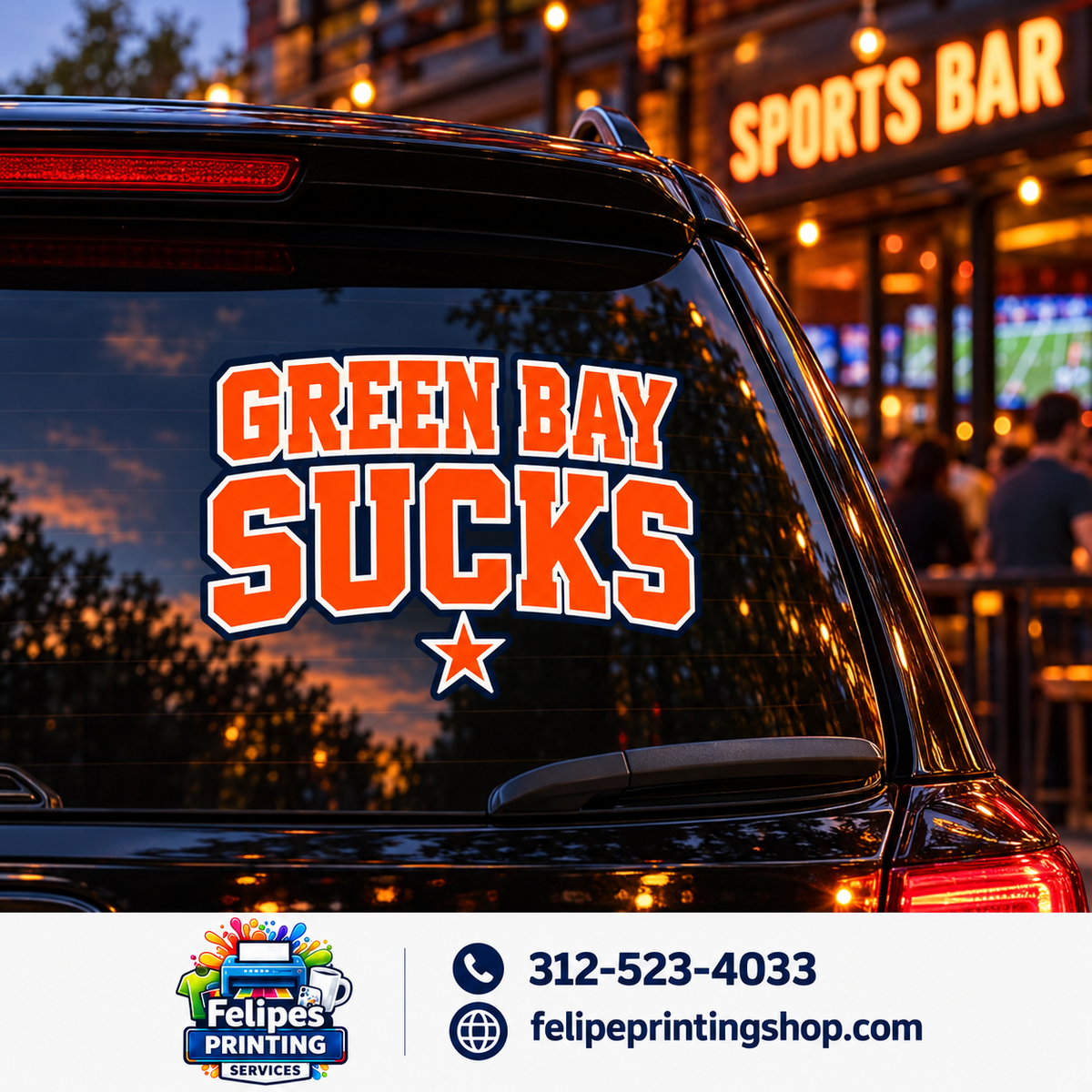 Green Bay Sucks Vinyl Car Decal | Chicago Football Rivalry