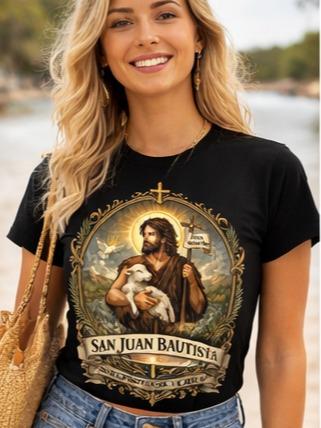 Men S Short Sleeve Round Neck Graphic T Shirt Casual Menswear Top With San Juan Bautista Religious Arrepi Ntanse Y Crean Design Shortsleeve Tshirt