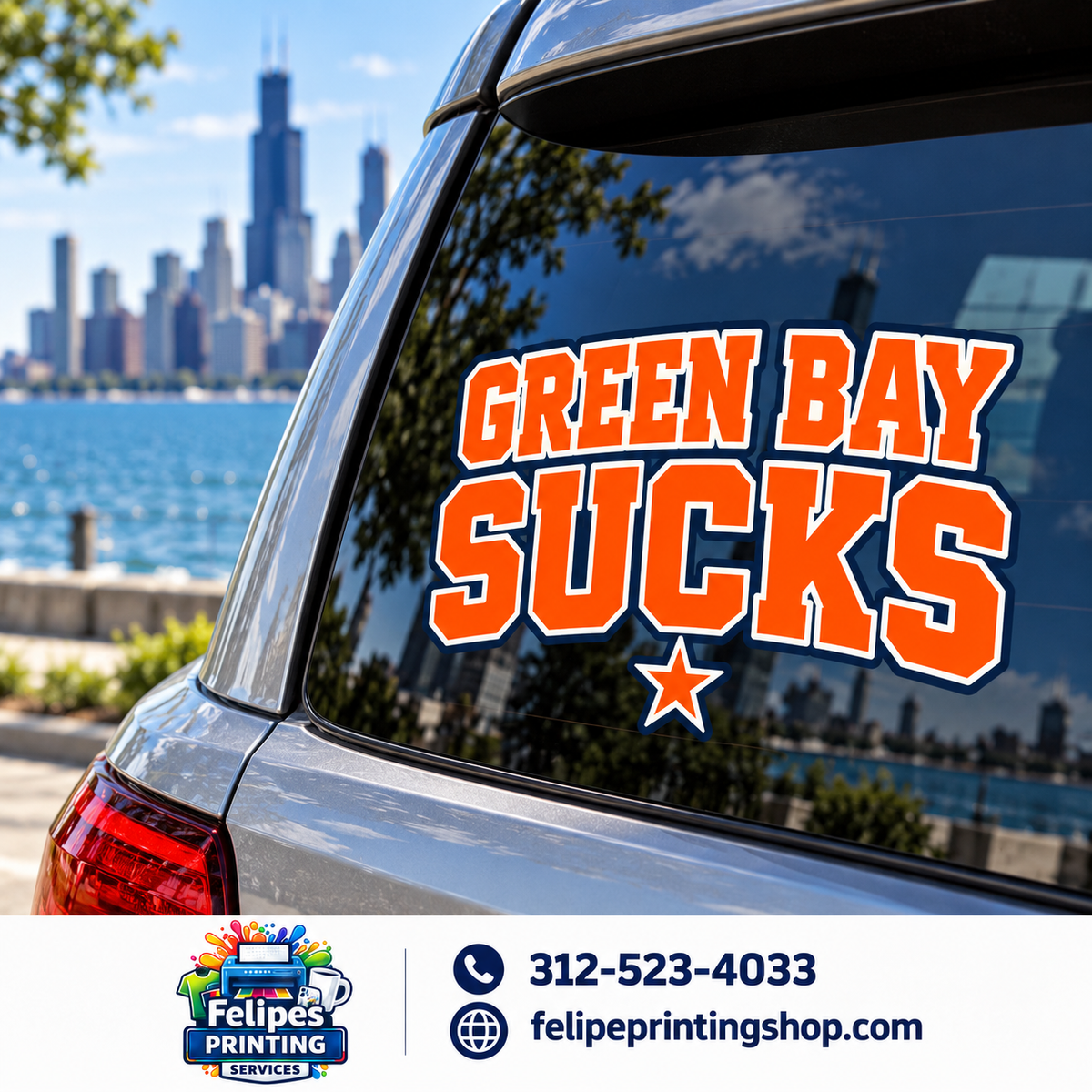 Green Bay Sucks Vinyl Car Decal | Chicago Football Rivalry