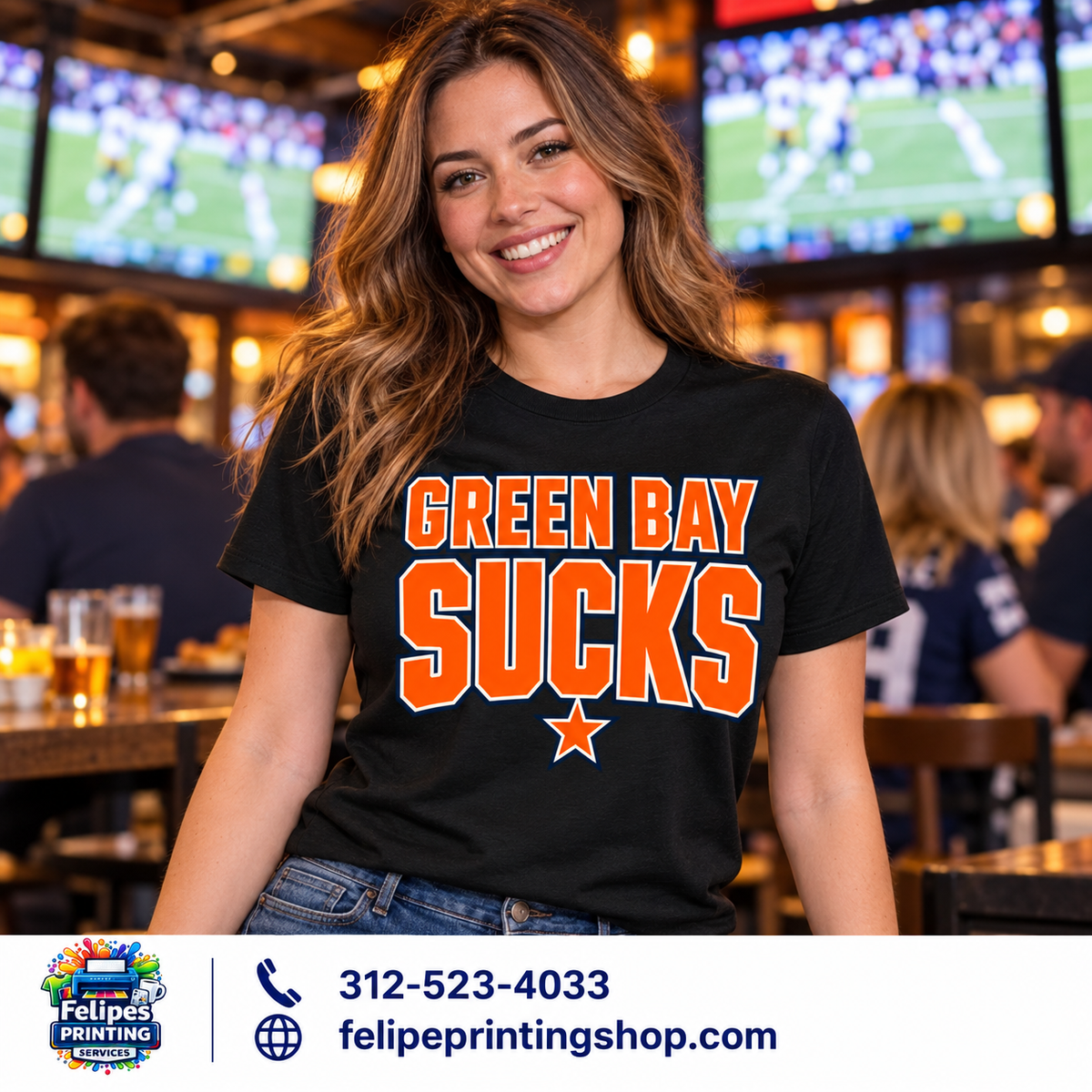 Green Bay Sucks Graphic T-Shirt | Chicago Football Rivalry