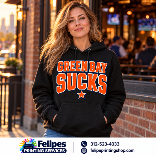 Green Bay Sucks Graphic Hoodie | Chicago Football Rivalry