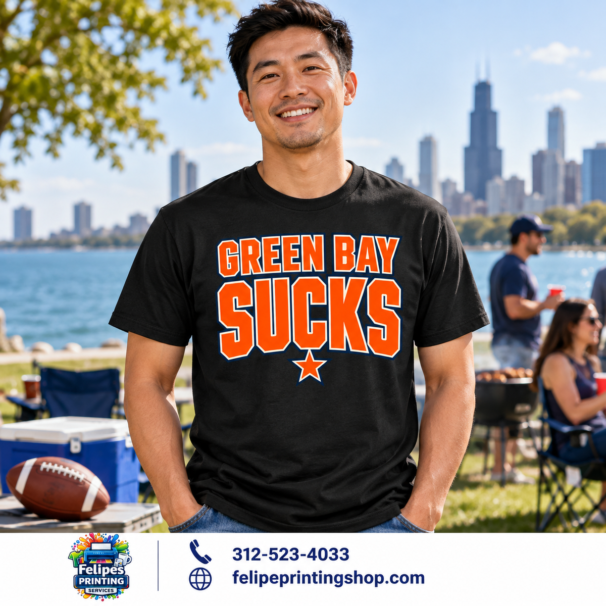 Green Bay Sucks Graphic T-Shirt | Chicago Football Rivalry