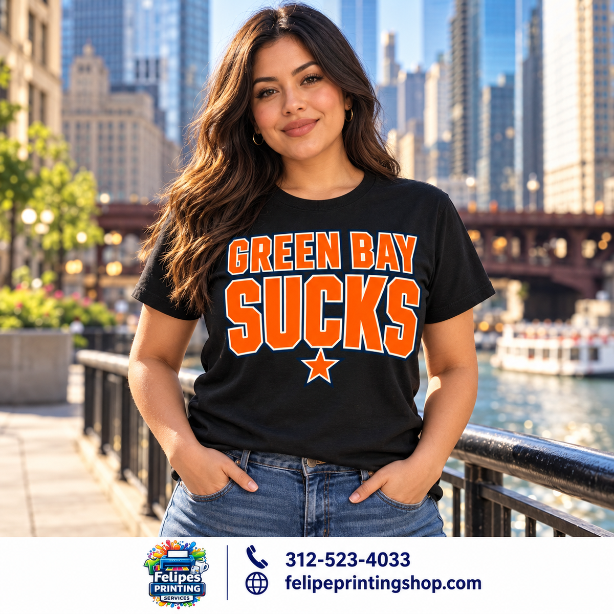Green Bay Sucks Graphic T-Shirt | Chicago Football Rivalry