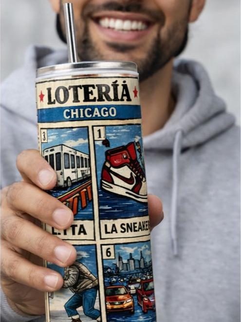 Chicago Lotería Windy City Cards 20oz Skinny Tumbler