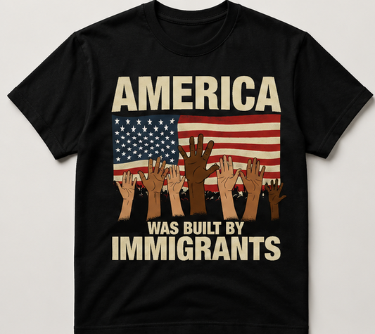 America Was Built By Immigrants." T-Shirt