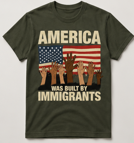 America Was Built By Immigrants." T-Shirt
