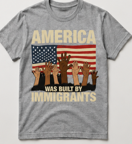 America Was Built By Immigrants." T-Shirt
