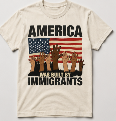 America Was Built By Immigrants." T-Shirt
