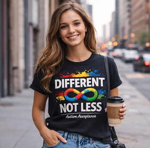 Autism Acceptance Different Not Less Puzzle T-Shirt