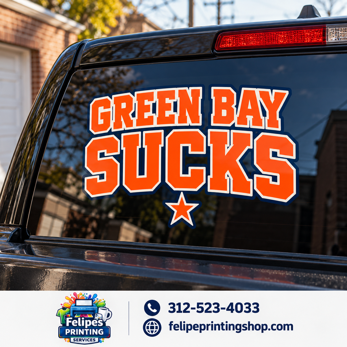 Green Bay Sucks Vinyl Car Decal | Chicago Football Rivalry
