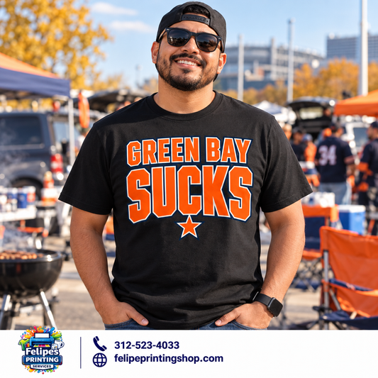 Green Bay Sucks Graphic T-Shirt | Chicago Football Rivalry