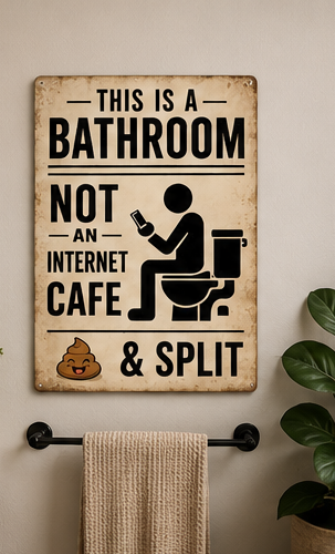 This Is a Bathroom Not an Internet Cafe Funny Metal Sign | Rustic Bathroom Wall Decor | Humorous Restroom Sign