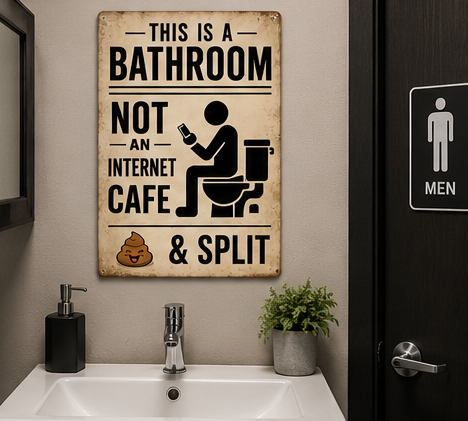 This Is a Bathroom Not an Internet Cafe Funny Metal Sign | Rustic Bathroom Wall Decor | Humorous Restroom Sign