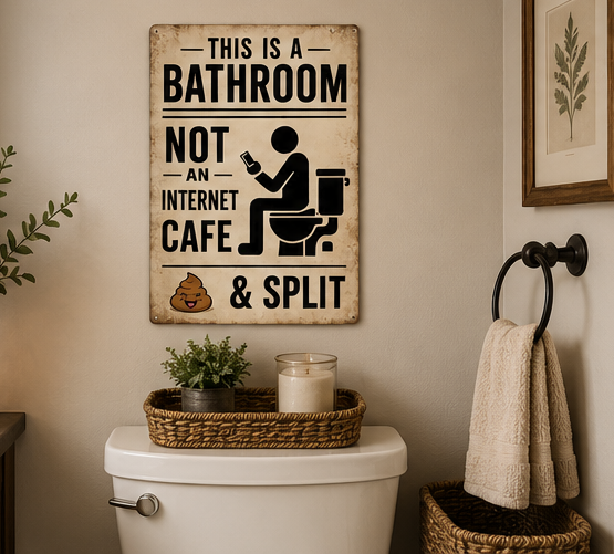 This Is a Bathroom Not an Internet Cafe Funny Metal Sign | Rustic Bathroom Wall Decor | Humorous Restroom Sign