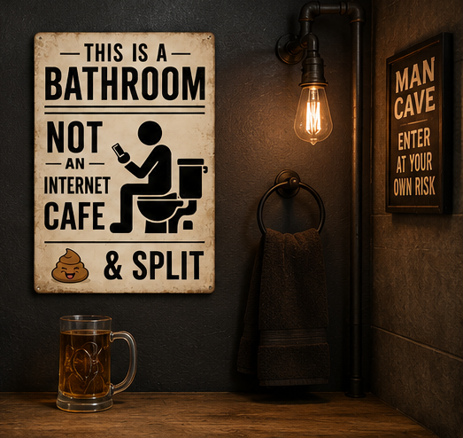 This Is a Bathroom Not an Internet Cafe Funny Metal Sign | Rustic Bathroom Wall Decor | Humorous Restroom Sign
