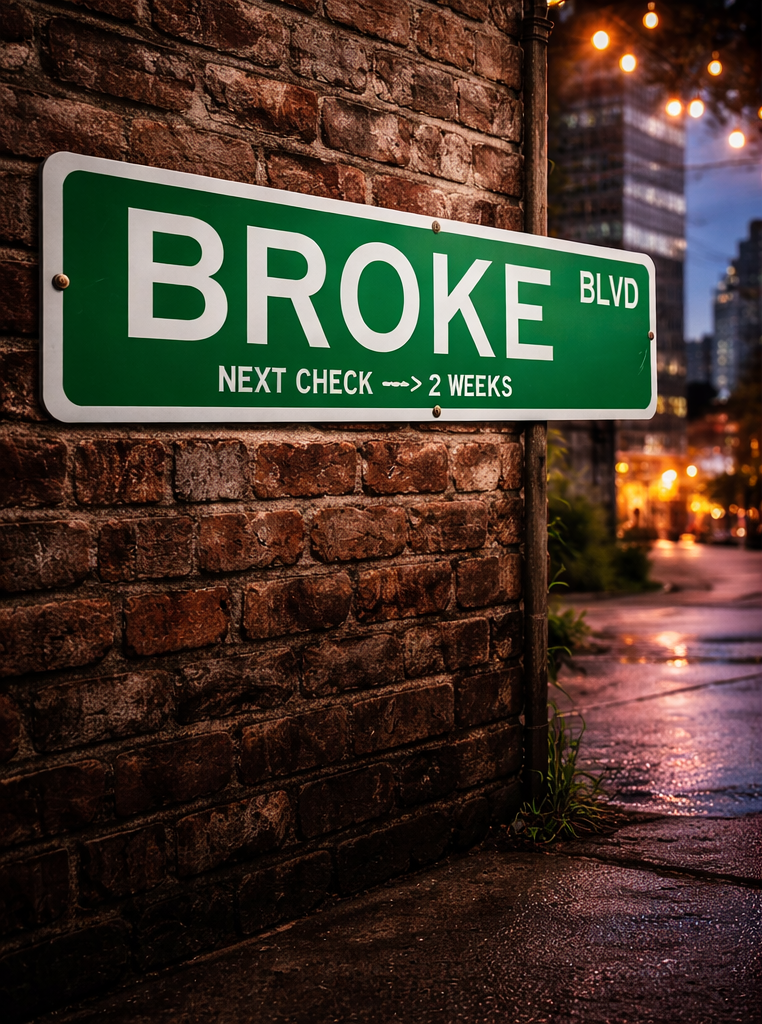 Letrero de calle BROKE BLVD – Letrero divertido de humor sobre el sueldo | Decoración de escritorio de oficina | Arte de pared para cueva de hombre | Regalo de letrero de calle novedoso | Decoración con humor financiero, Ligero, para montar