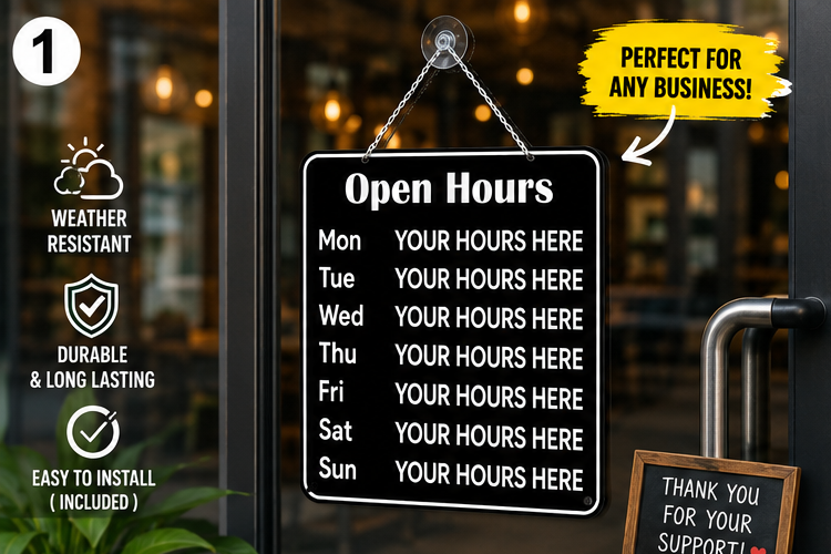 Horario Comercial Adhesivo Personalizable para Ventana (Paquete individual)