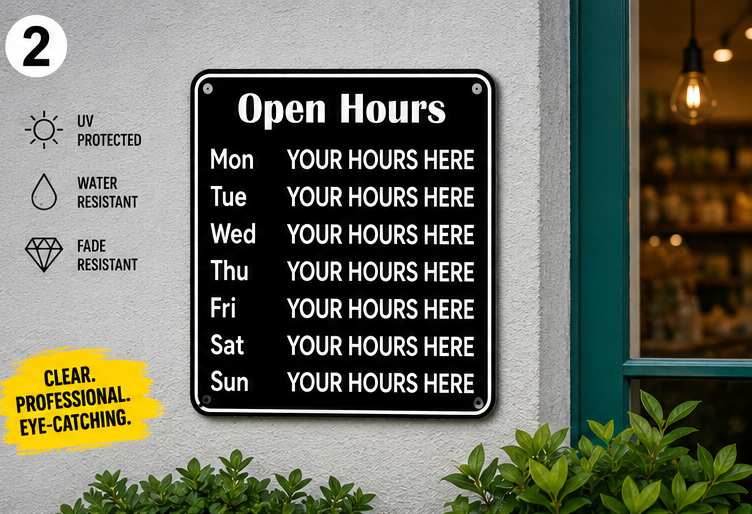 Horario Comercial Adhesivo Personalizable para Ventana (Paquete individual)