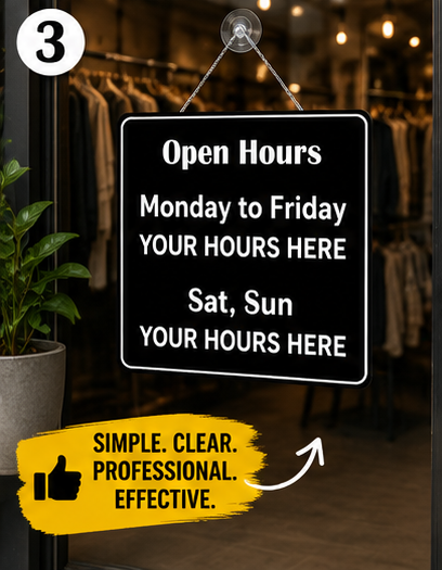 Horario Comercial Adhesivo Personalizable para Ventana (Paquete individual)