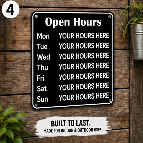 Horario Comercial Adhesivo Personalizable para Ventana (Paquete individual)