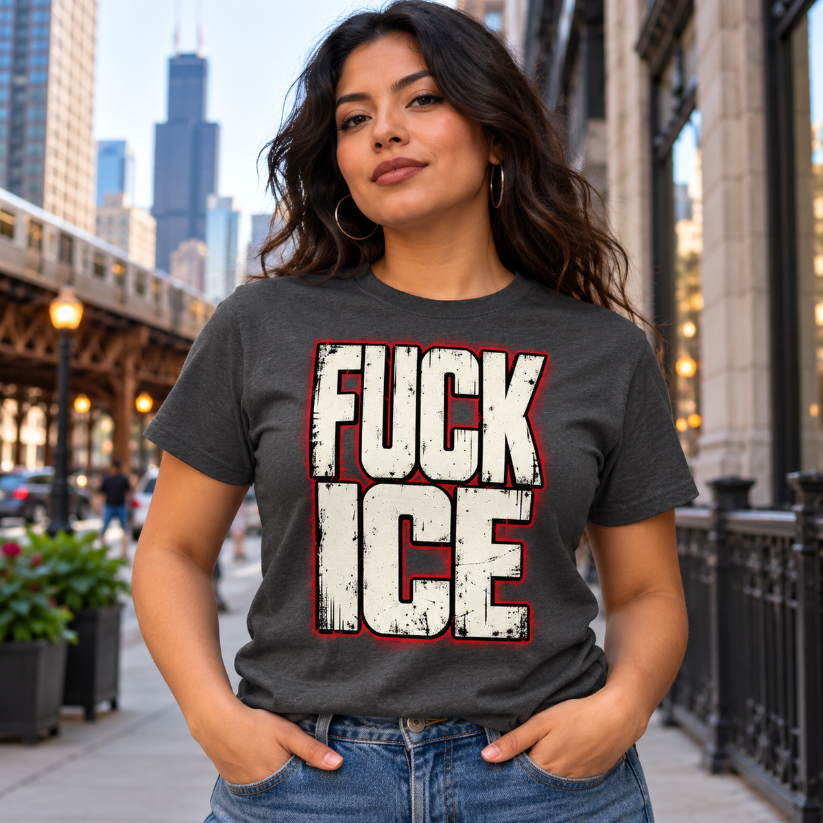 Fuck ICE Distressed Graphic T-Shirt