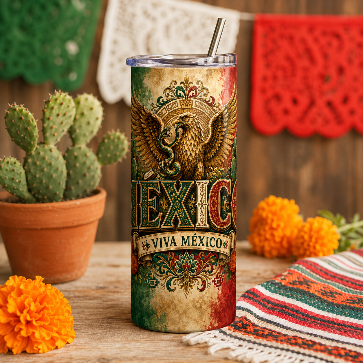 México Viva México Eagle 20oz Skinny Tumbler