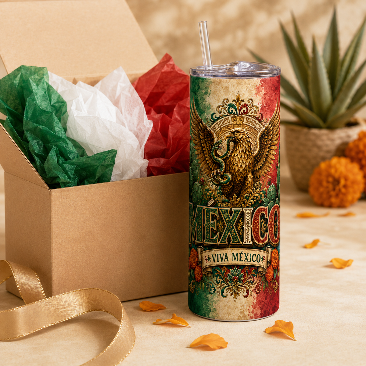 México Viva México Eagle 20oz Skinny Tumbler