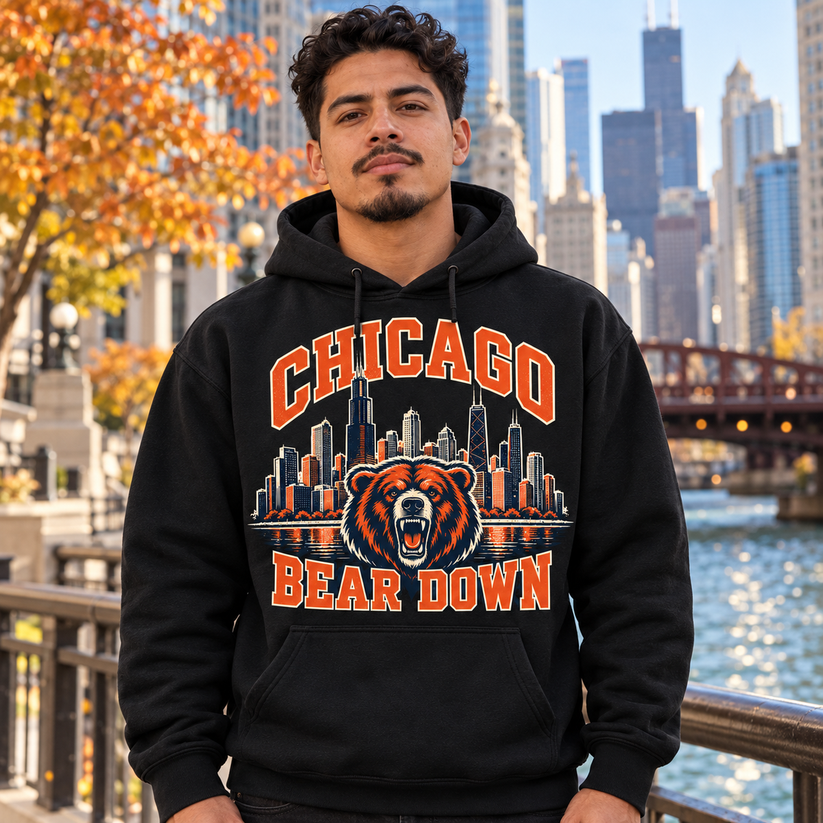 Chicago Skyline Bear Down Hoodie