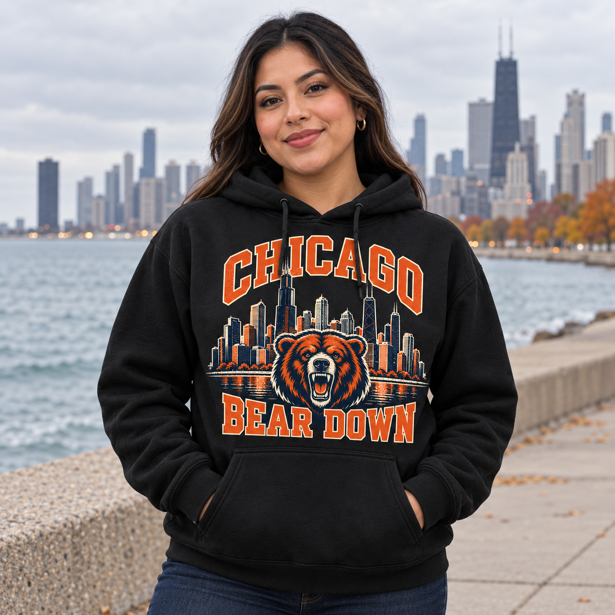 Chicago Skyline Bear Down Hoodie