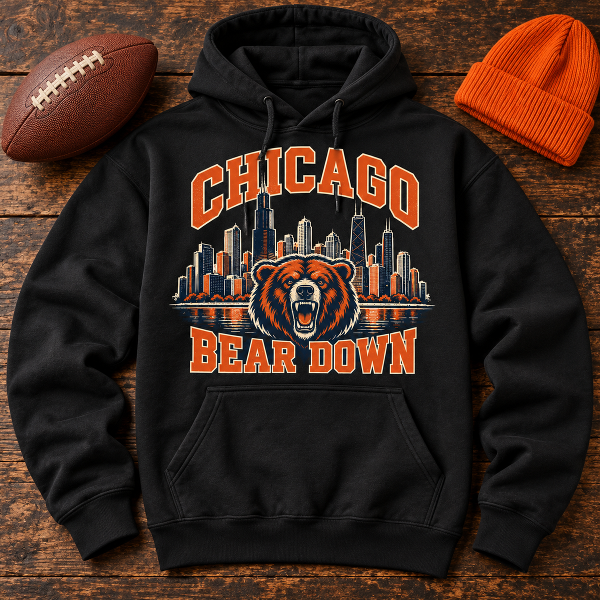 Chicago Skyline Bear Down Hoodie