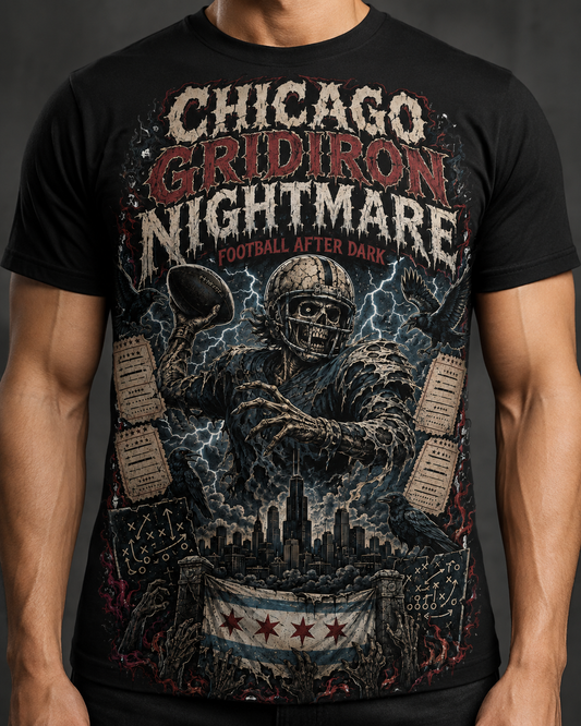 Chicago Gridiron Nightmare Horror Football T-Shirt