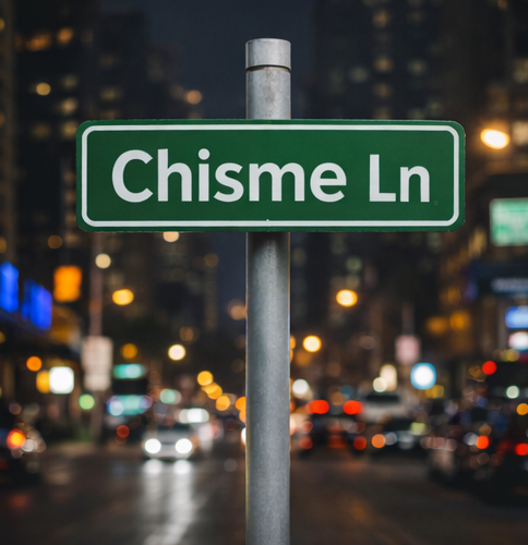 Cartel de calle divertido de Chisme Ln