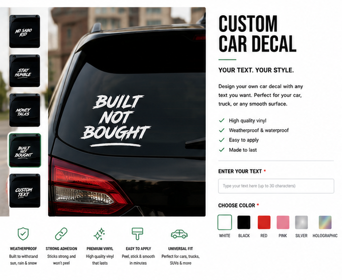 Vinilo decorativo personalizado para coche – Tu texto, imagen o diseño