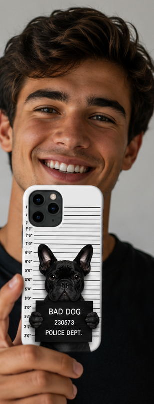Bad Dog French Bulldog Mugshot iPhone Case