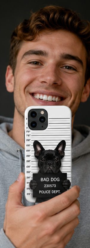 Bad Dog French Bulldog Mugshot iPhone Case