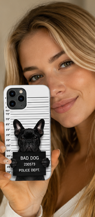 Bad Dog French Bulldog Mugshot iPhone Case