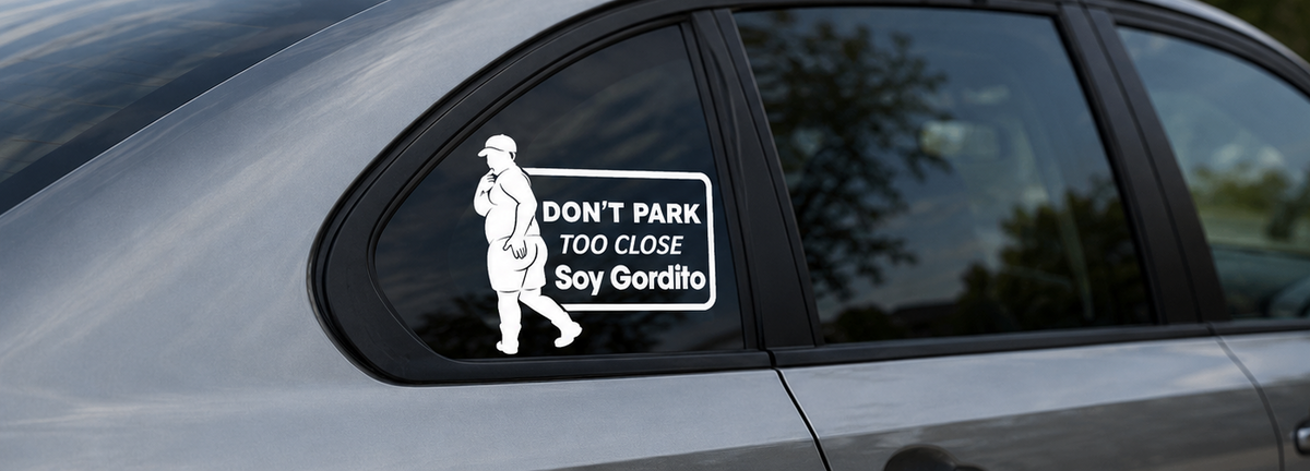 Divertidas calcomanías de texto para autos - "No te estaciones tan cerca, estoy gordo/gordita", accesorios exteriores automotrices resistentes a la intemperie para todos los coches