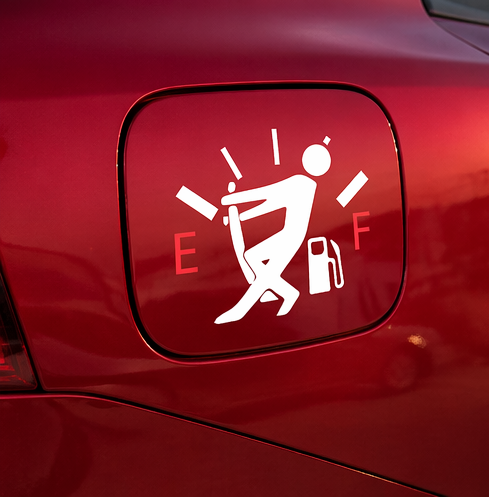 Adhesivo divertido para el depósito de gasolina – Pegatina para tapa de combustible "Running on Empty"