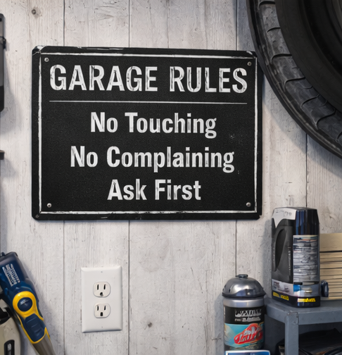 Garage Rules Aluminum Sign