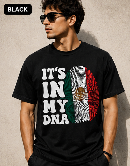 It's In My DNA Mexico Fingerprint Graphic T-Shirt | Mexican Pride Heritage Tee