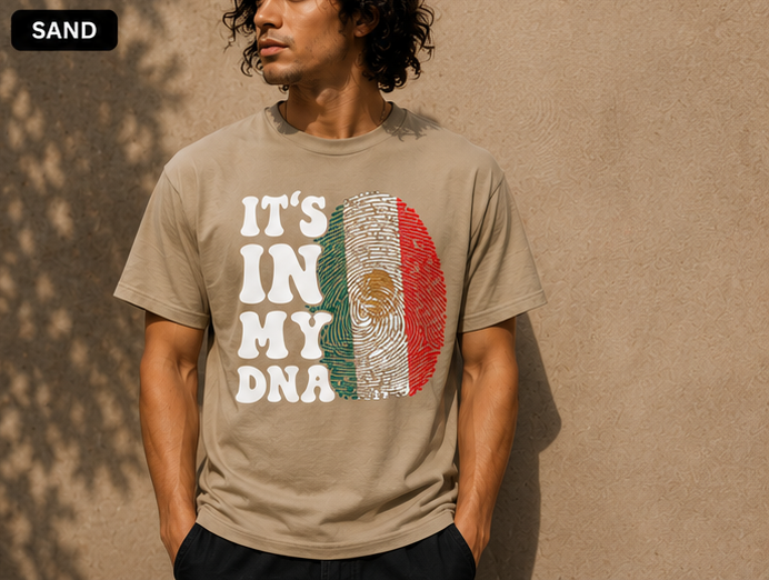 It's In My DNA Mexico Fingerprint Graphic T-Shirt | Mexican Pride Heritage Tee
